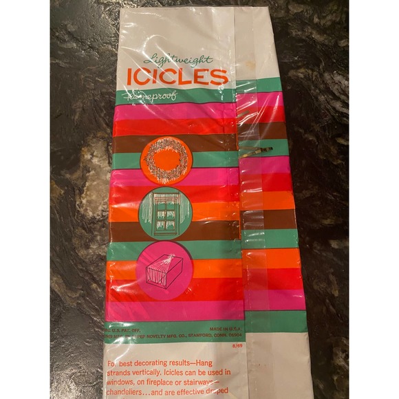 Vintage UNOPENED package of Doubl Glo Christmas tree tinsel icicles 18" gold - Picture 3 of 4